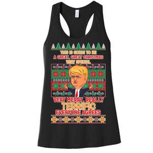 Funny Trump Very Merry Ugly Christmas Sweater Women's Racerback Tank