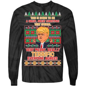 Funny Trump Very Merry Ugly Christmas Sweater Tie-Dye Long Sleeve Shirt