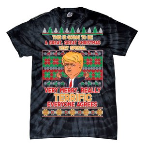 Funny Trump Very Merry Ugly Christmas Sweater Tie-Dye T-Shirt