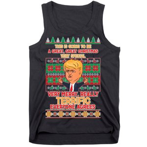 Funny Trump Very Merry Ugly Christmas Sweater Tank Top