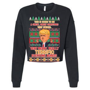 Funny Trump Very Merry Ugly Christmas Sweater Cropped Pullover Crew