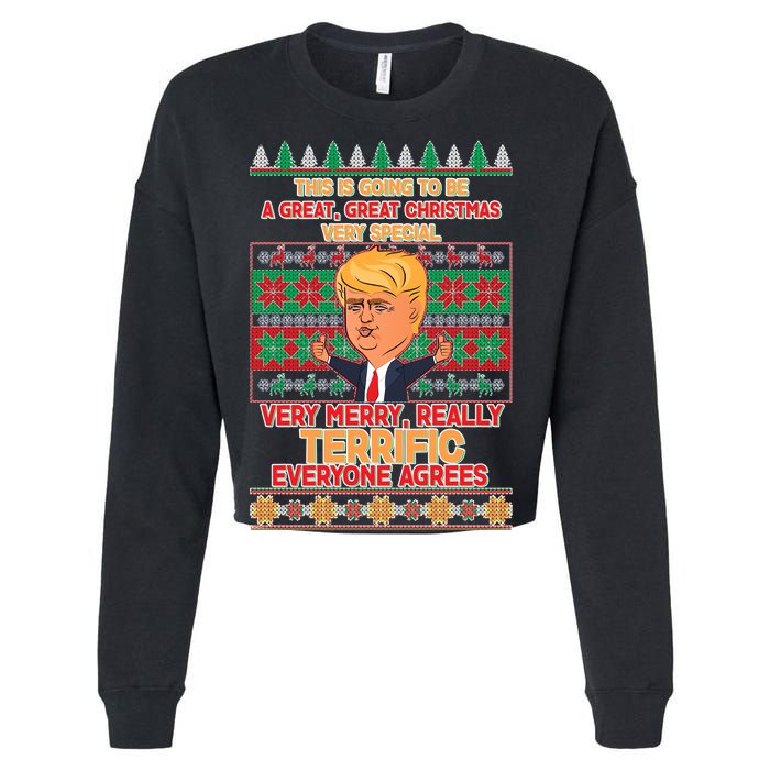 Funny Trump Very Merry Ugly Christmas Sweater Cropped Pullover Crew