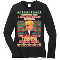 Funny Trump Very Merry Ugly Christmas Sweater Ladies Long Sleeve Shirt