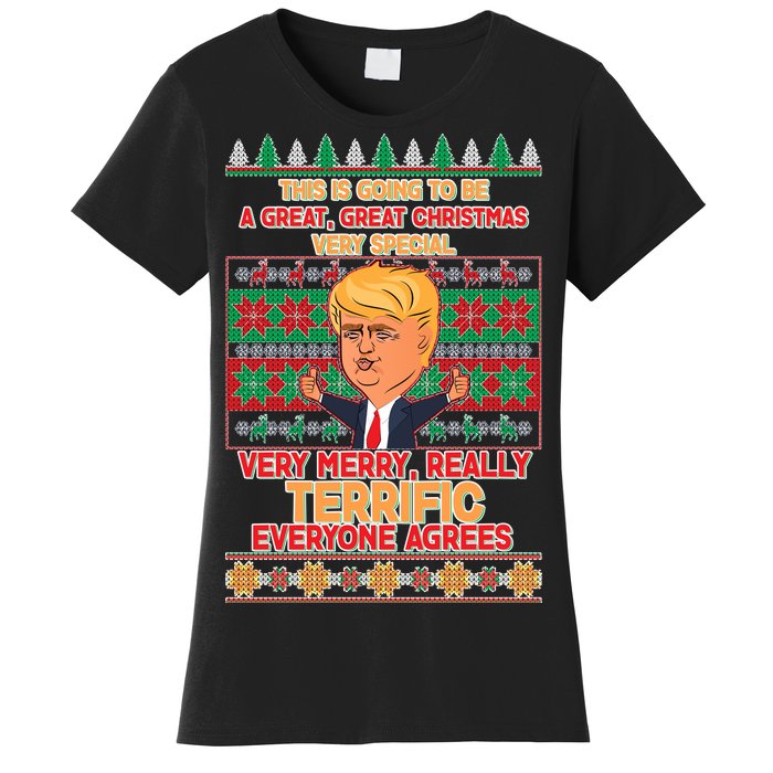 Funny Trump Very Merry Ugly Christmas Sweater Women's T-Shirt