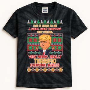 Funny Trump Very Merry Ugly Christmas Sweater Kids Tie-Dye T-Shirt