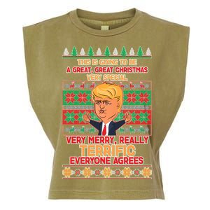 Funny Trump Very Merry Ugly Christmas Sweater Garment-Dyed Women's Muscle Tee