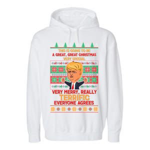 Funny Trump Very Merry Ugly Christmas Sweater Garment-Dyed Fleece Hoodie