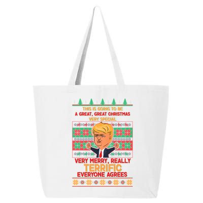 Funny Trump Very Merry Ugly Christmas Sweater 25L Jumbo Tote