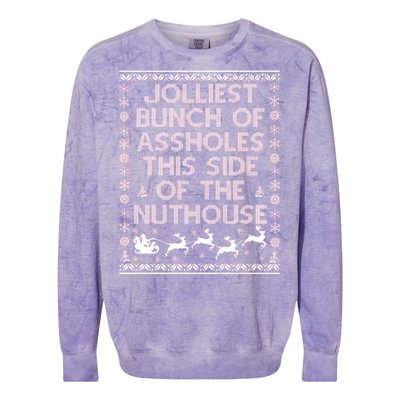 Funny Ugly Christmas Sweater Jolliest Bunch of Asshole Nuthouse Colorblast Crewneck Sweatshirt