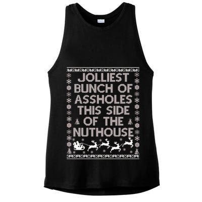 Funny Ugly Christmas Sweater Jolliest Bunch of Asshole Nuthouse Ladies PosiCharge Tri-Blend Wicking Tank