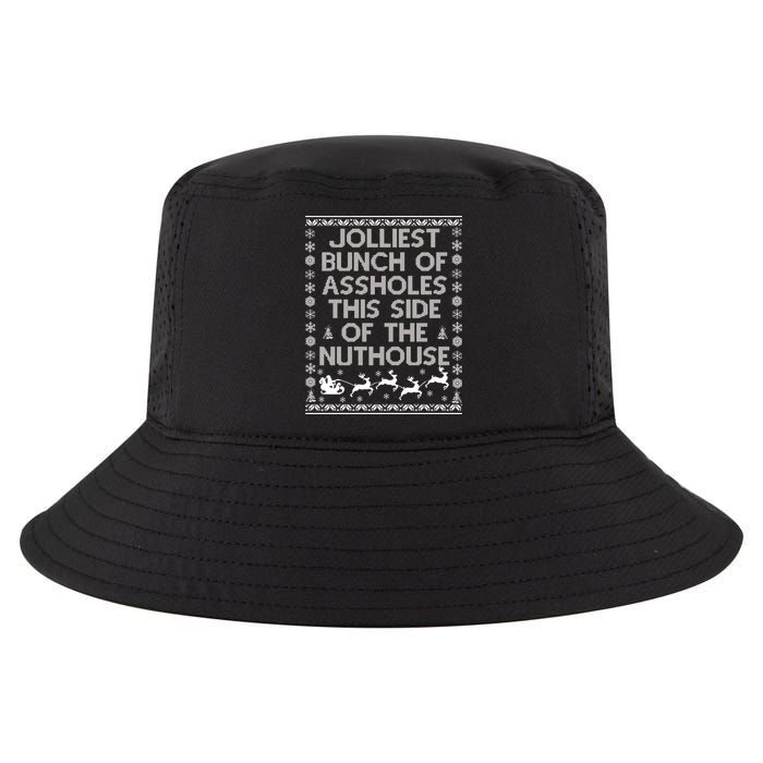 Funny Ugly Christmas Sweater Jolliest Bunch of Asshole Nuthouse Cool Comfort Performance Bucket Hat