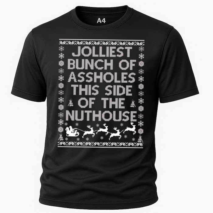 Funny Ugly Christmas Sweater Jolliest Bunch of Asshole Nuthouse Cooling Performance Crew T-Shirt