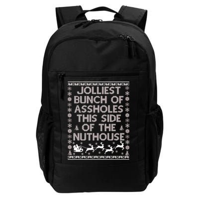 Funny Ugly Christmas Sweater Jolliest Bunch of Asshole Nuthouse Backpack