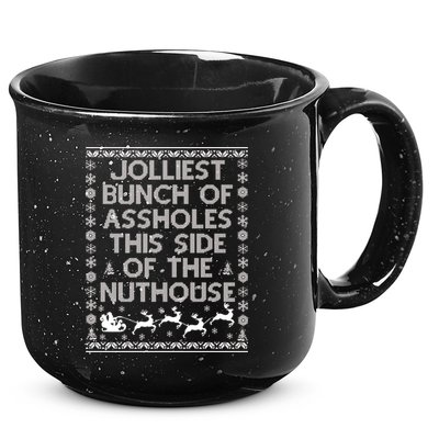 Funny Ugly Christmas Sweater Jolliest Bunch of Asshole Nuthouse 15oz Campfire Ceramic Mug