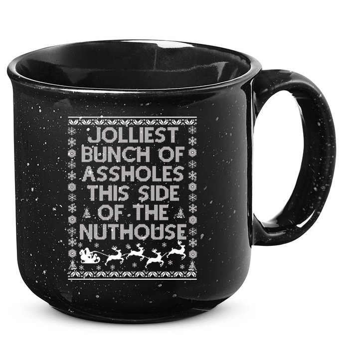Funny Ugly Christmas Sweater Jolliest Bunch of Asshole Nuthouse 15oz Campfire Ceramic Mug