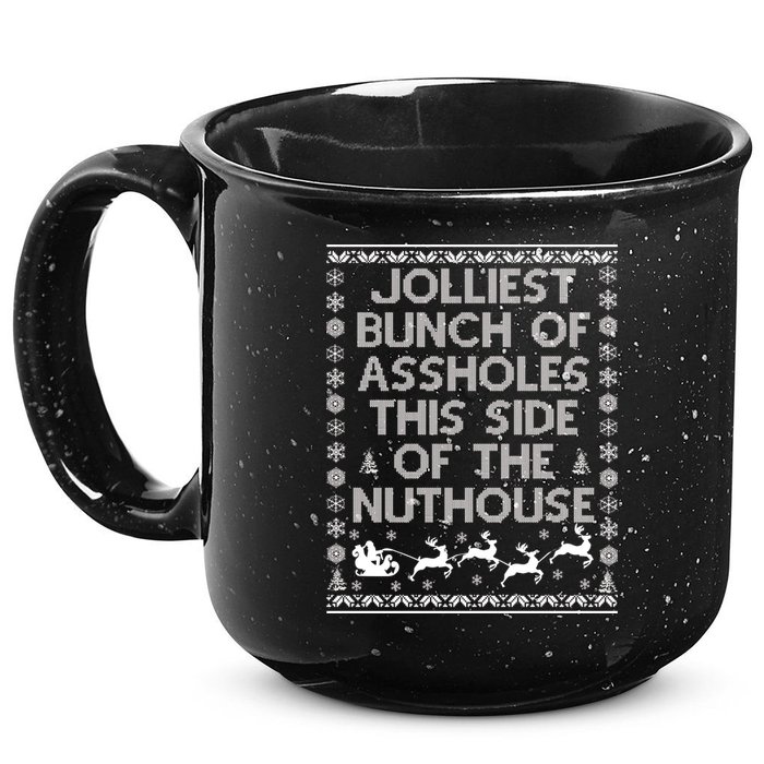Funny Ugly Christmas Sweater Jolliest Bunch of Asshole Nuthouse 15oz Campfire Ceramic Mug