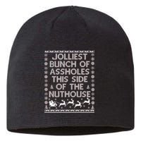 Funny Ugly Christmas Sweater Jolliest Bunch of Asshole Nuthouse Sustainable Beanie
