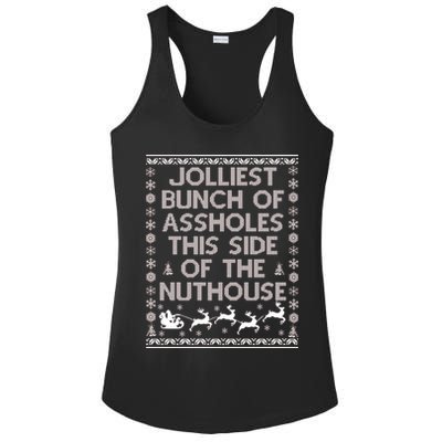 Funny Ugly Christmas Sweater Jolliest Bunch of Asshole Nuthouse Ladies PosiCharge Competitor Racerback Tank