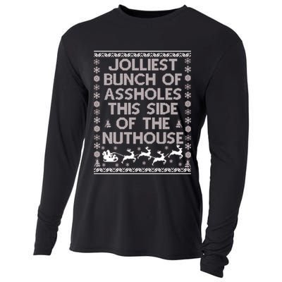 Funny Ugly Christmas Sweater Jolliest Bunch of Asshole Nuthouse Cooling Performance Long Sleeve Crew