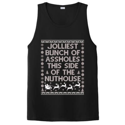 Funny Ugly Christmas Sweater Jolliest Bunch of Asshole Nuthouse PosiCharge Competitor Tank