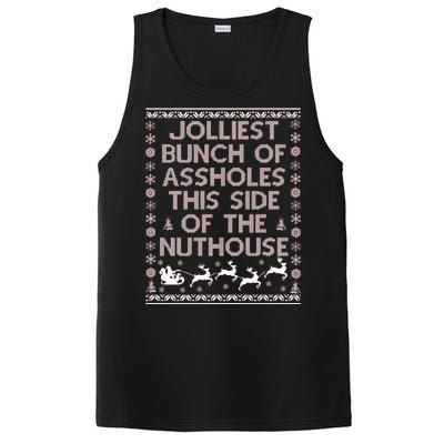 Funny Ugly Christmas Sweater Jolliest Bunch of Asshole Nuthouse PosiCharge Competitor Tank