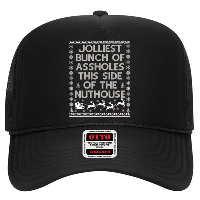 Funny Ugly Christmas Sweater Jolliest Bunch of Asshole Nuthouse Trucker Hat