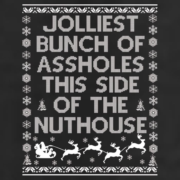 Funny Ugly Christmas Sweater Jolliest Bunch of Asshole Nuthouse Golf Towel