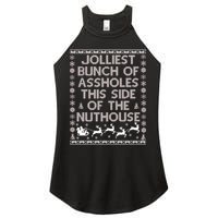 Funny Ugly Christmas Sweater Jolliest Bunch of Asshole Nuthouse Women's Perfect Tri Rocker Tank
