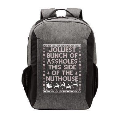 Funny Ugly Christmas Sweater Jolliest Bunch of Asshole Nuthouse Vector Backpack