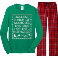 Funny Ugly Christmas Sweater Jolliest Bunch of Asshole Nuthouse Long Sleeve Pajama Set