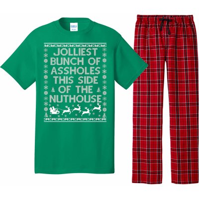 Funny Ugly Christmas Sweater Jolliest Bunch of Asshole Nuthouse Pajama Set