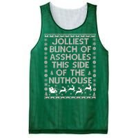 Funny Ugly Christmas Sweater Jolliest Bunch of Asshole Nuthouse Mesh Reversible Basketball Jersey Tank