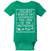 Funny Ugly Christmas Sweater Jolliest Bunch of Asshole Nuthouse Baby Bodysuit