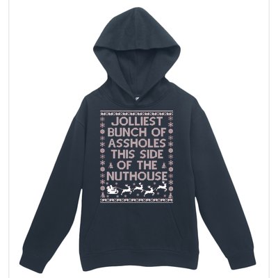 Funny Ugly Christmas Sweater Jolliest Bunch of Asshole Nuthouse Urban Pullover Hoodie