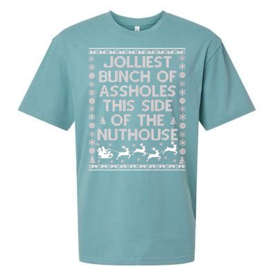 Funny Ugly Christmas Sweater Jolliest Bunch of Asshole Nuthouse Sueded Cloud Jersey T-Shirt