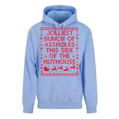 Funny Ugly Christmas Sweater Jolliest Bunch of Asshole Nuthouse Unisex Surf Hoodie