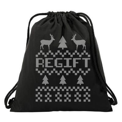 Funny Ugly Christmas Sweater Regift Drawstring Bag
