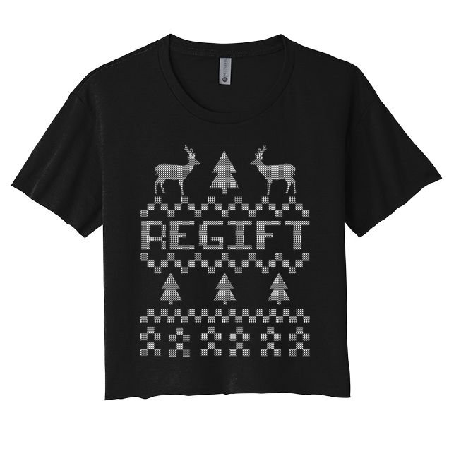 Funny Ugly Christmas Sweater Regift Crop Top