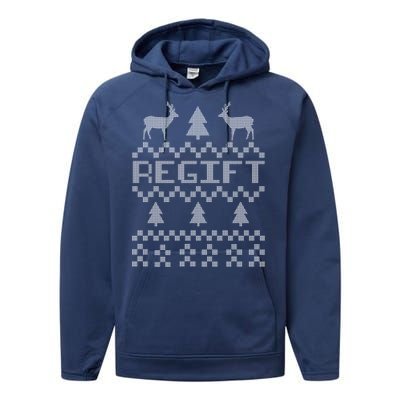 Funny Ugly Christmas Sweater Regift Performance Fleece Hoodie