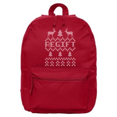 Funny Ugly Christmas Sweater Regift 16 in Basic Backpack