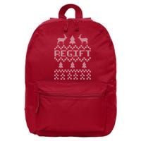 Funny Ugly Christmas Sweater Regift 16 in Basic Backpack