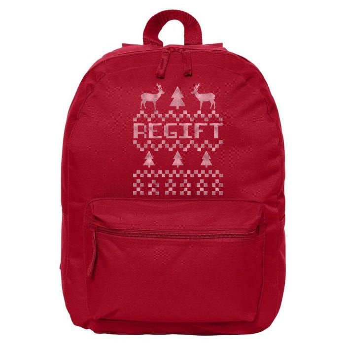 Funny Ugly Christmas Sweater Regift 16 in Basic Backpack