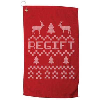 Funny Ugly Christmas Sweater Regift Golf Towel