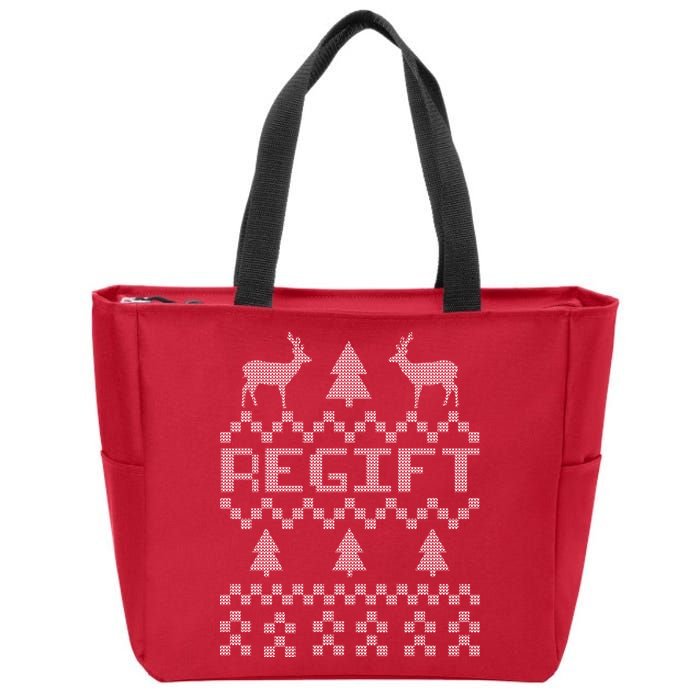 Funny Ugly Christmas Sweater Regift Zip Tote Bag