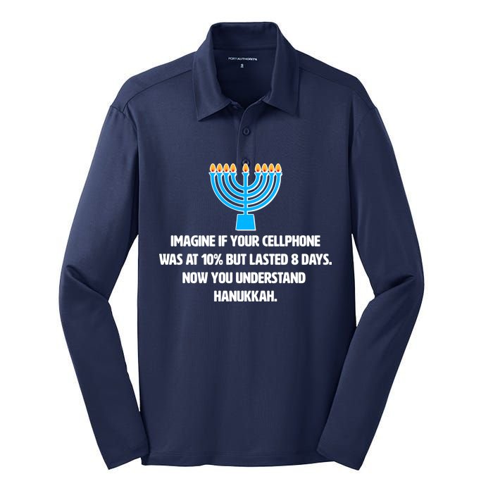 Funny Understanding Hanukkah Silk Touch Performance Long Sleeve Polo