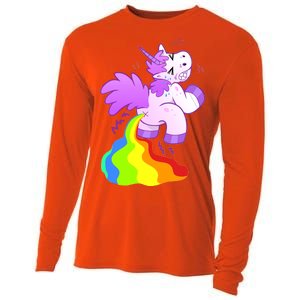 Funny Unicorn Pooping A Rainbow Cooling Performance Long Sleeve Crew