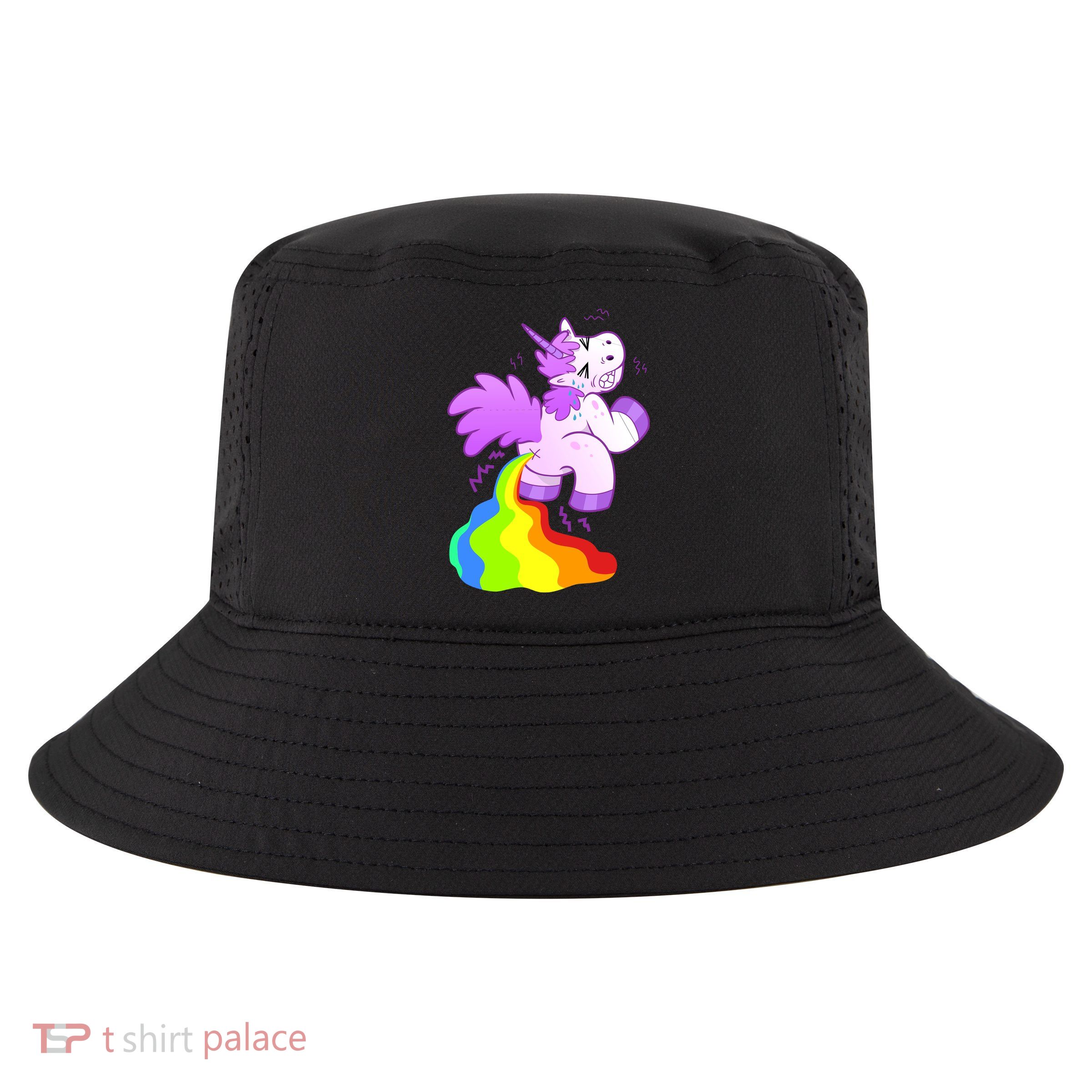 Funny Unicorn Pooping A Rainbow Cool Comfort Performance Bucket Hat