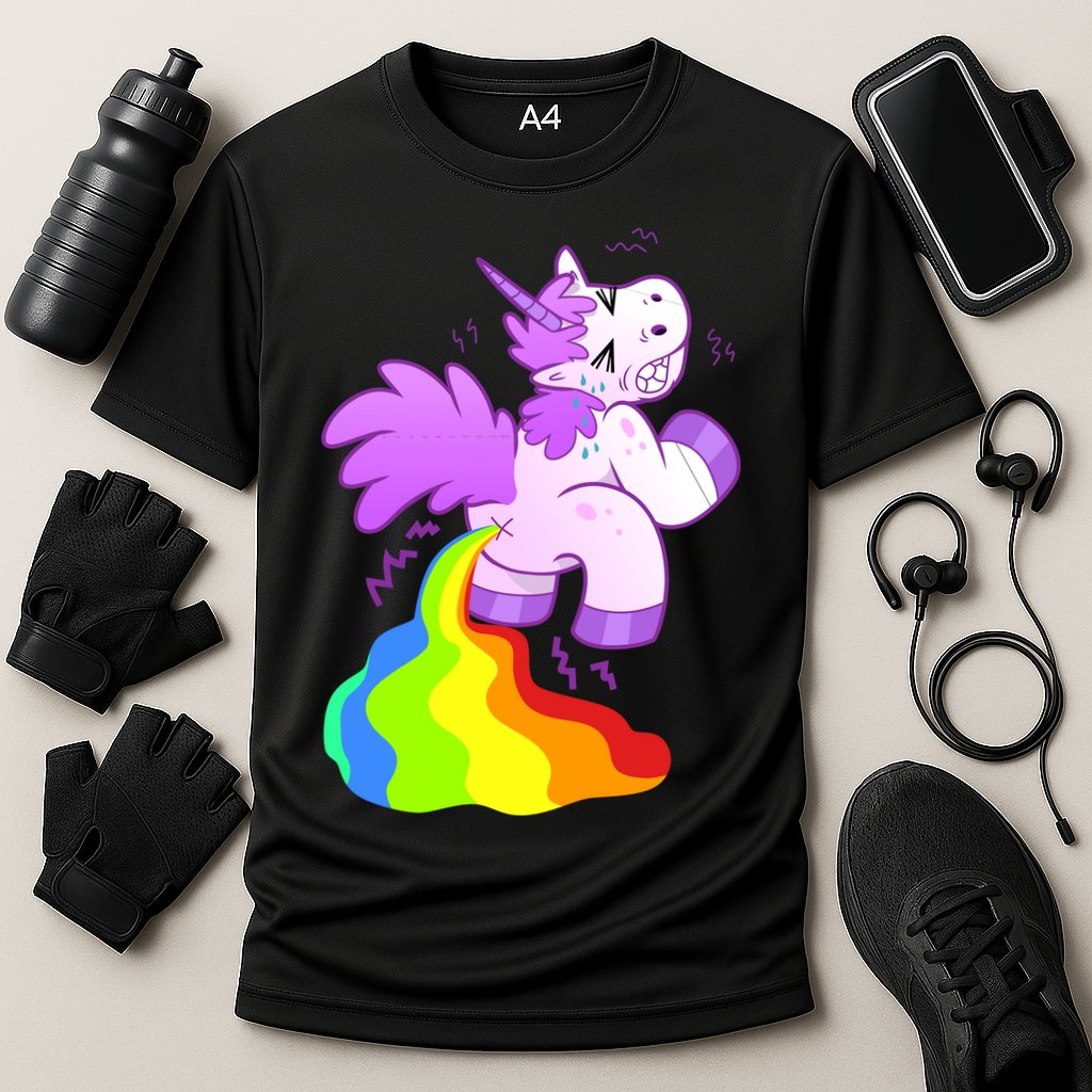 Funny Unicorn Pooping A Rainbow Performance Shirt
