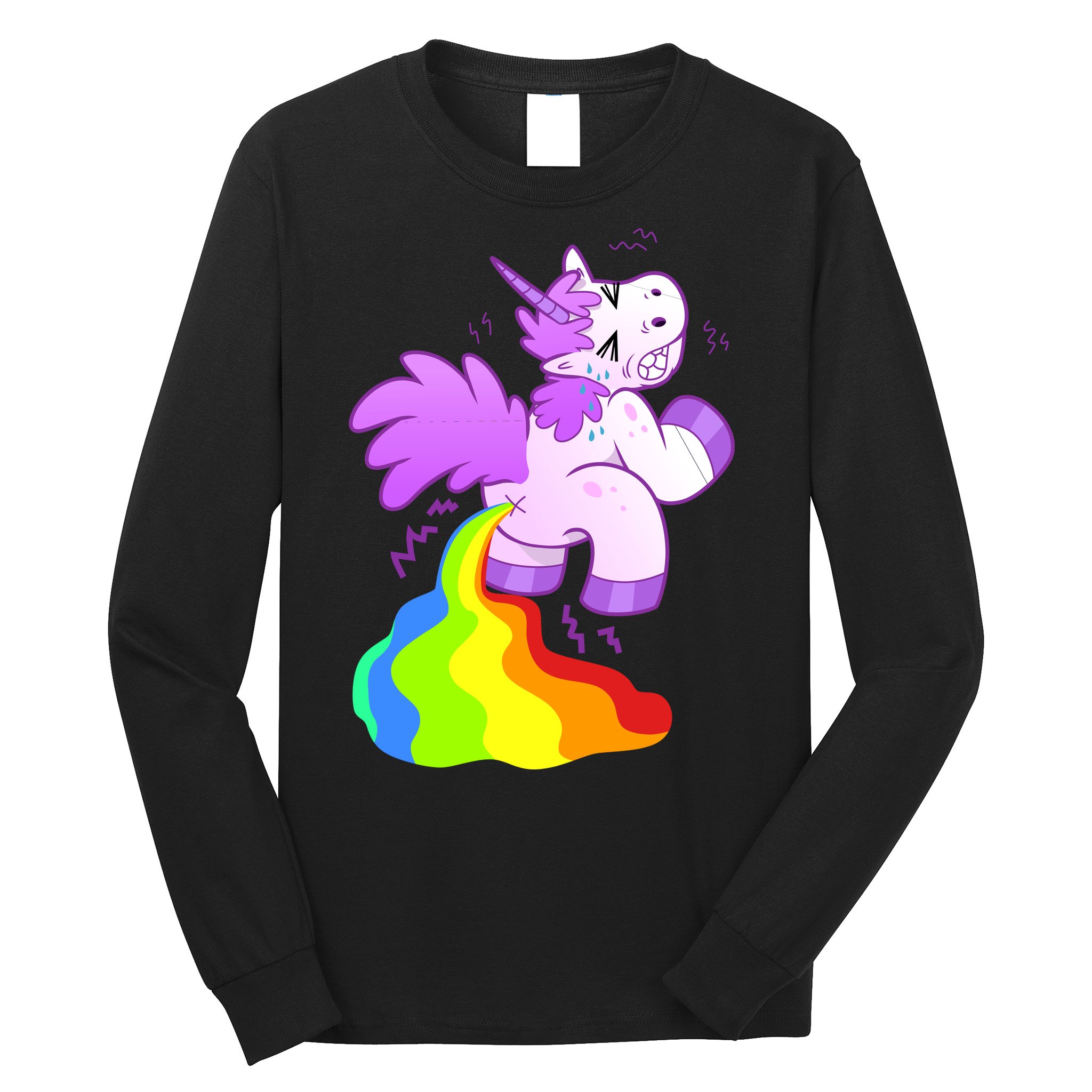 Funny Unicorn Pooping A Rainbow Long Sleeve Shirt