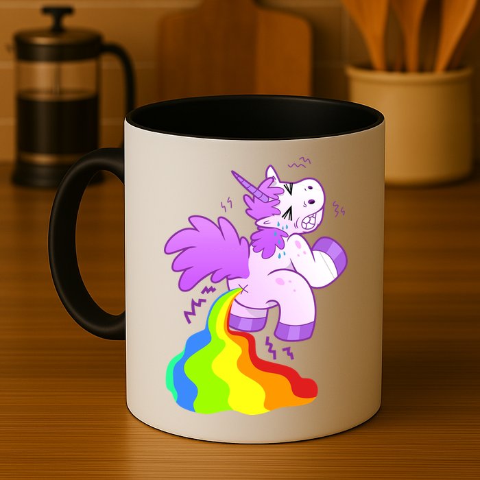 Funny Unicorn Pooping A Rainbow Mug